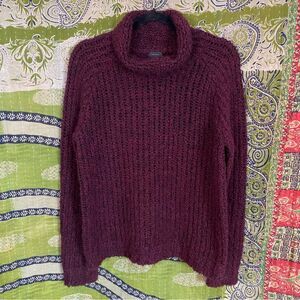 Theory Maroon Roree Mosso Wool/ Alpaca Turtleneck Knit Sweater Size Medium
